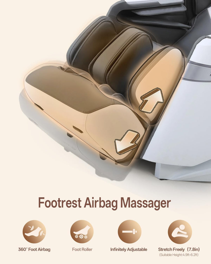 4D Massage Chair Full Body, Zero Gravity Shiatsu, Body Scan, White | 23 Modes Shiatsu Massage Chair Built-in Heat