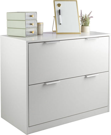 2 Drawer File Cabinet - Wooden Lateral Filing Cabinet with 2 Large Storage Drawers and Adjustable Hanging File Bars