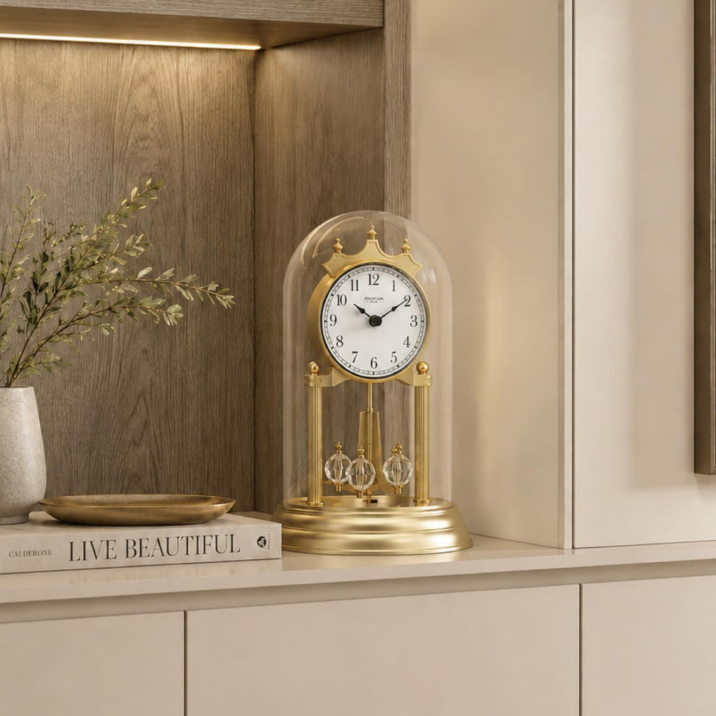 9" Anniversary Clock with Revolving Crystal Pendulum