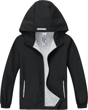 Girls Waterproof Rain Jacket Lightweight Windbreaker Hooded