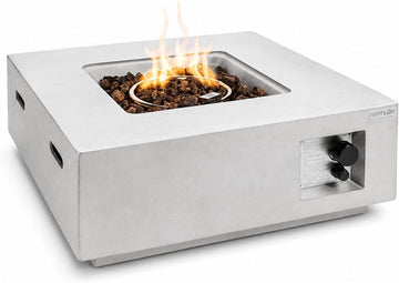 Outdoor Propane Fire Pit Table - CSA/ETL Certified Safe 40,000 Pulse Ignition Weatherproof Square Propane Gas Fire