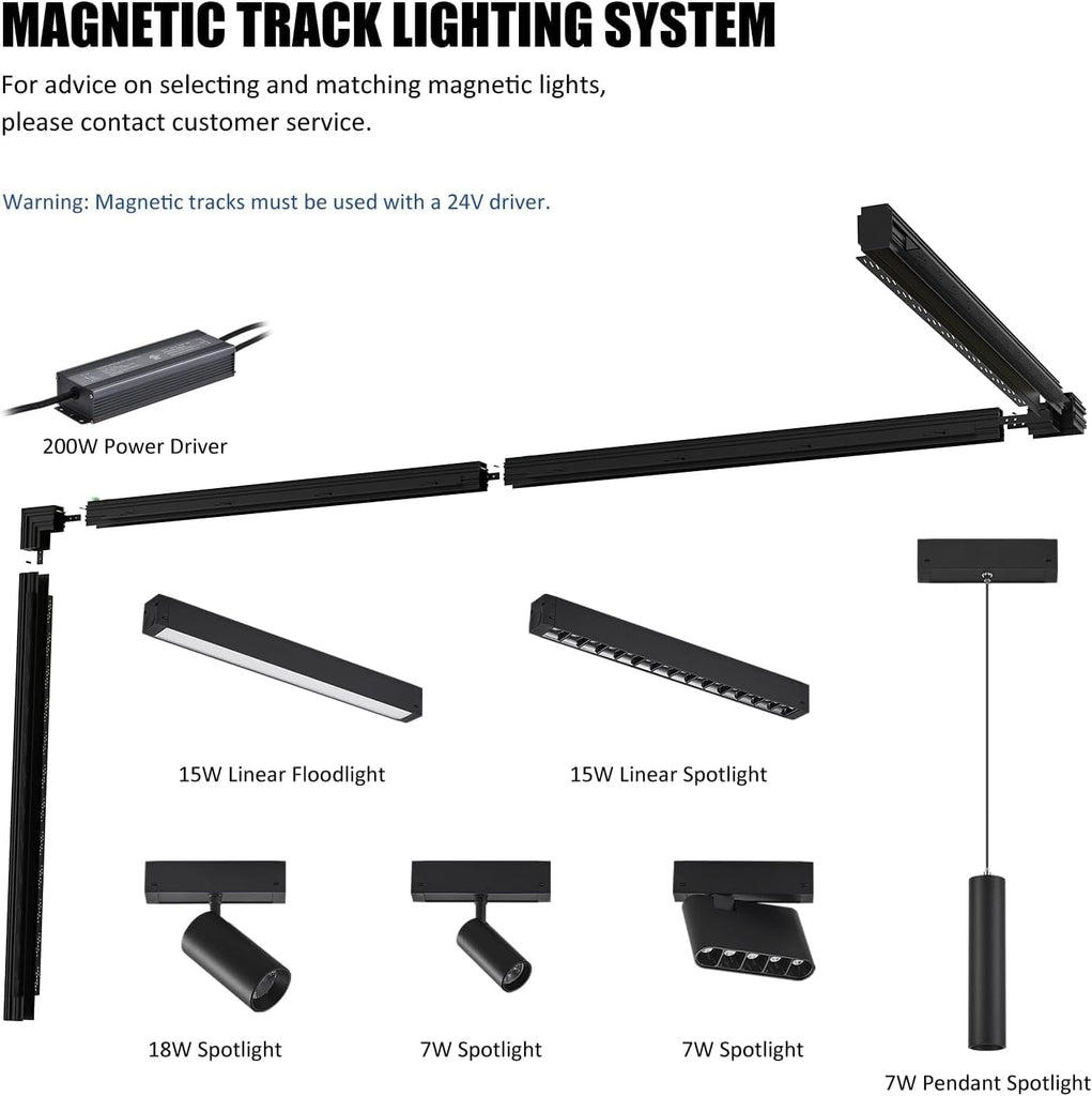 7W Magnetic Track Light Head, 24V Dimmable LED Spotlight Head, ETL