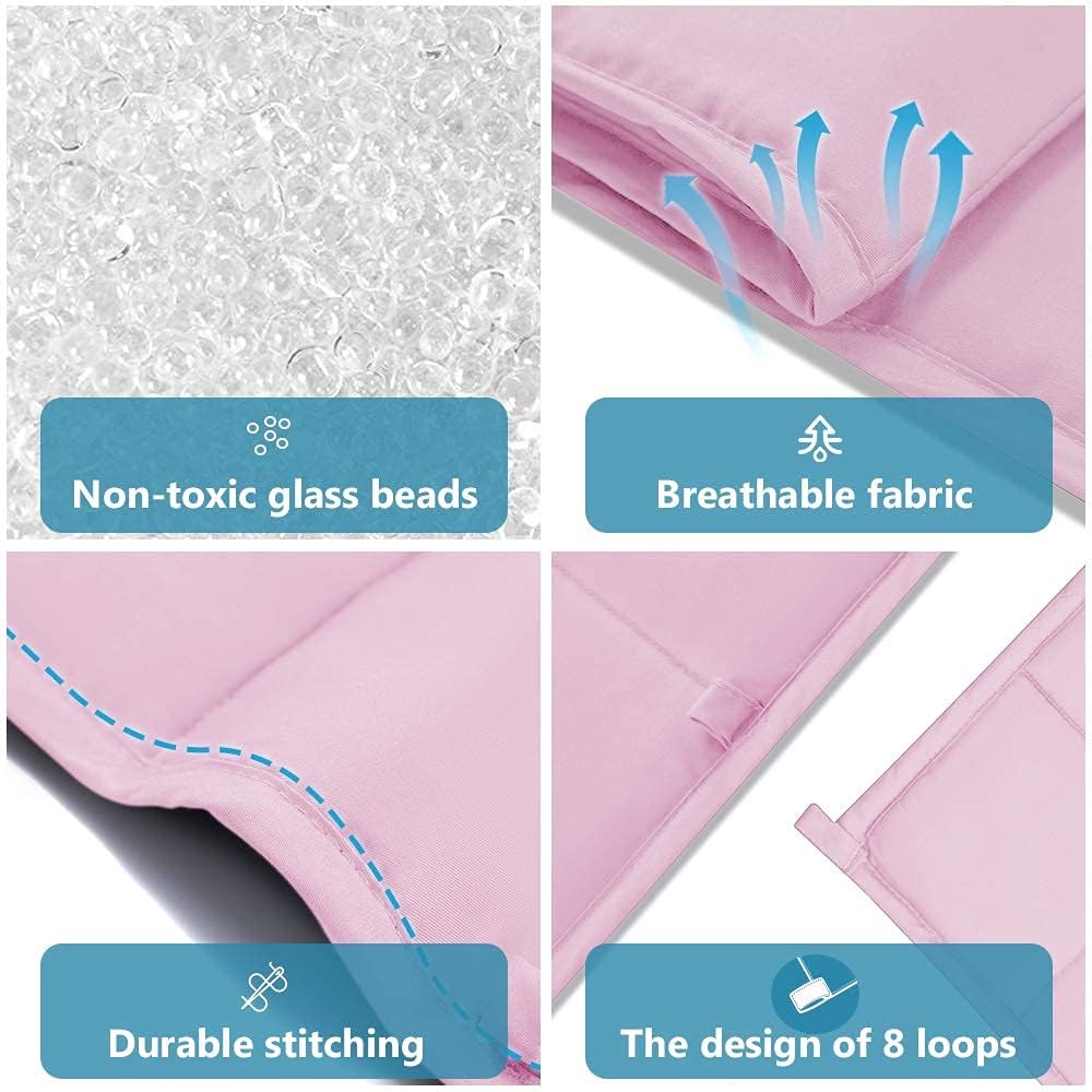 Queen Size Weighted Blanket Cooling 15 Pounds for Adults, 60"x80", Lovely Pink,Breathable Throw Heavy Blanket with