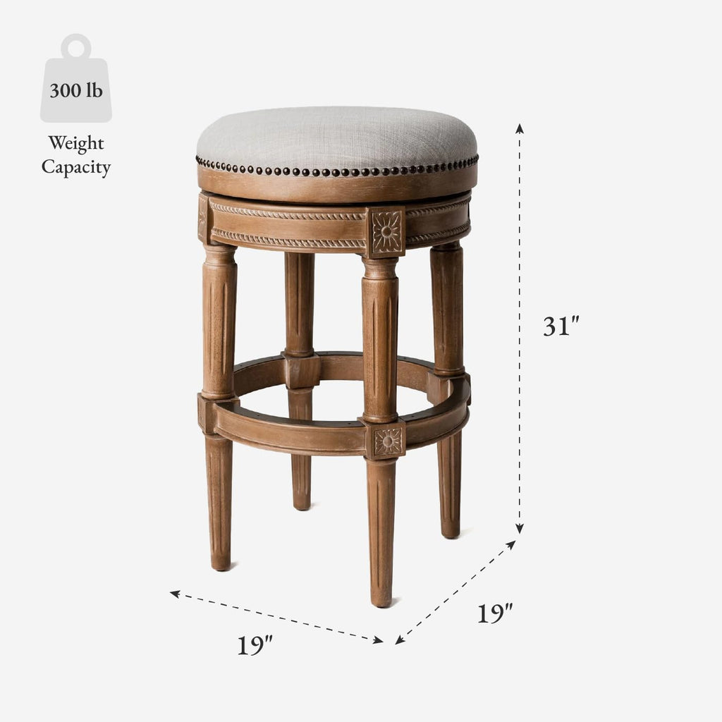 Pullman Backless Bar Stool, Reclaimed Oak Finish, 31"