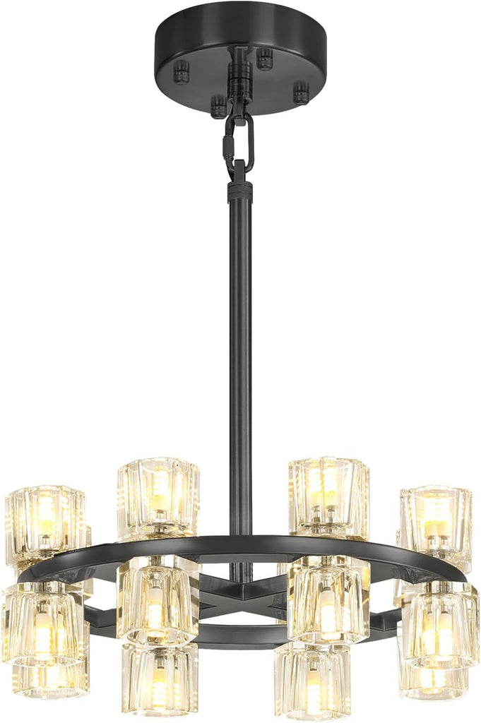 Inspired Arcachon Style Round Wagon Wheel Chandelier, 32" 32-Light Gold, Extended 32" Chain — Foyer, Dining & Living Room