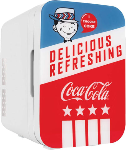 Retro Mini Fridge for Bedroom - Car, Office Desk & College Dorm Room - 10L/12 Can Small Refrigerator - AC/DC 12V