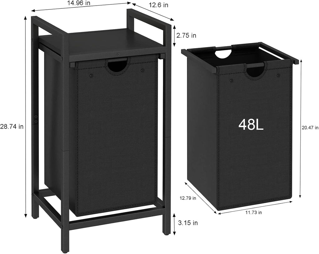 Laundry Hamper, Two-Color Laundry Basket with Removable Laundry Bag and Top Shelf, Clothes Hamper for Samll