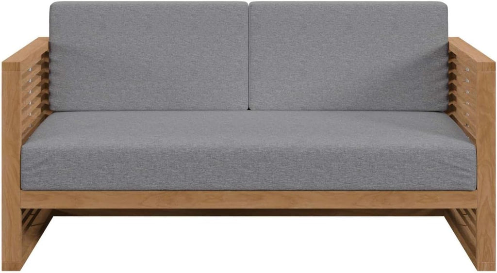 Carlsbad 3-Piece Teak Wood Outdoor Patio Set in Natural and Gray