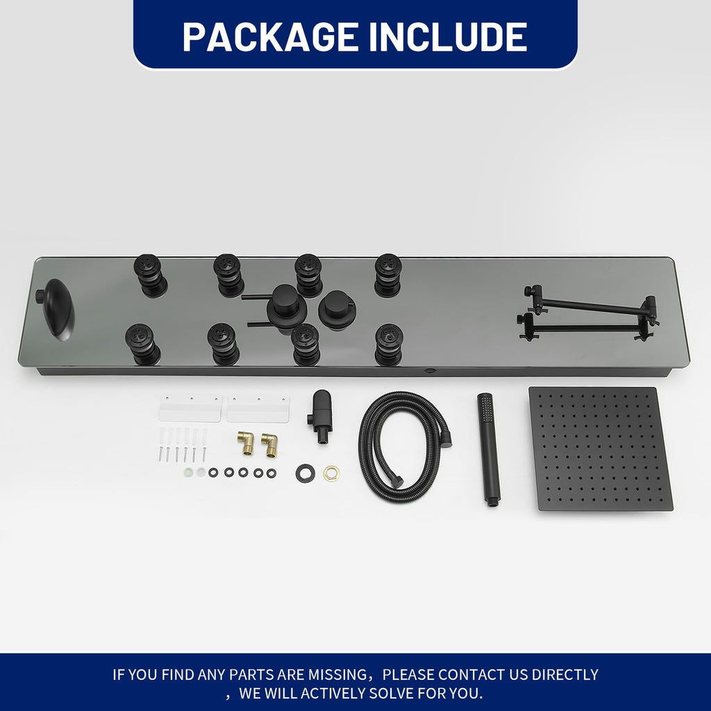Stainless Steel Shower Panel Tower System Black Split Type