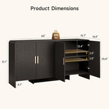 60" Sideboard Buffet Cabinet, Large Curved Design Storage Cabinet with 4 Doors & 2 Adjustable Shelves, Sturdy Build
