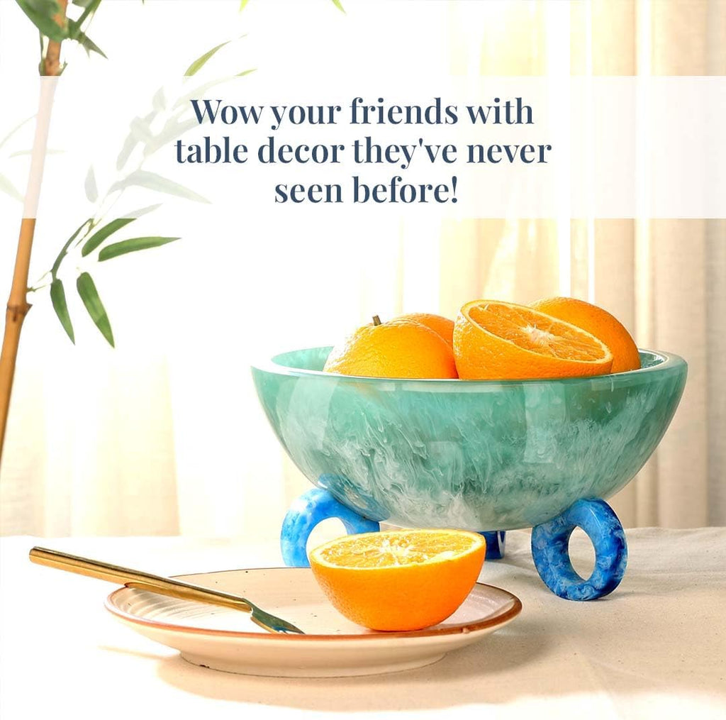 Fruit Bowl Counter, 9" Resin Decorative Bowl, Centerpiece Table Decorations, Fruit Basket for Coffee Table Décor
