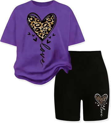 Little Girls Summer Clothes Set Teen Girls Piece Outfit Trendy Short Sleeve Top +Shorts Outfits