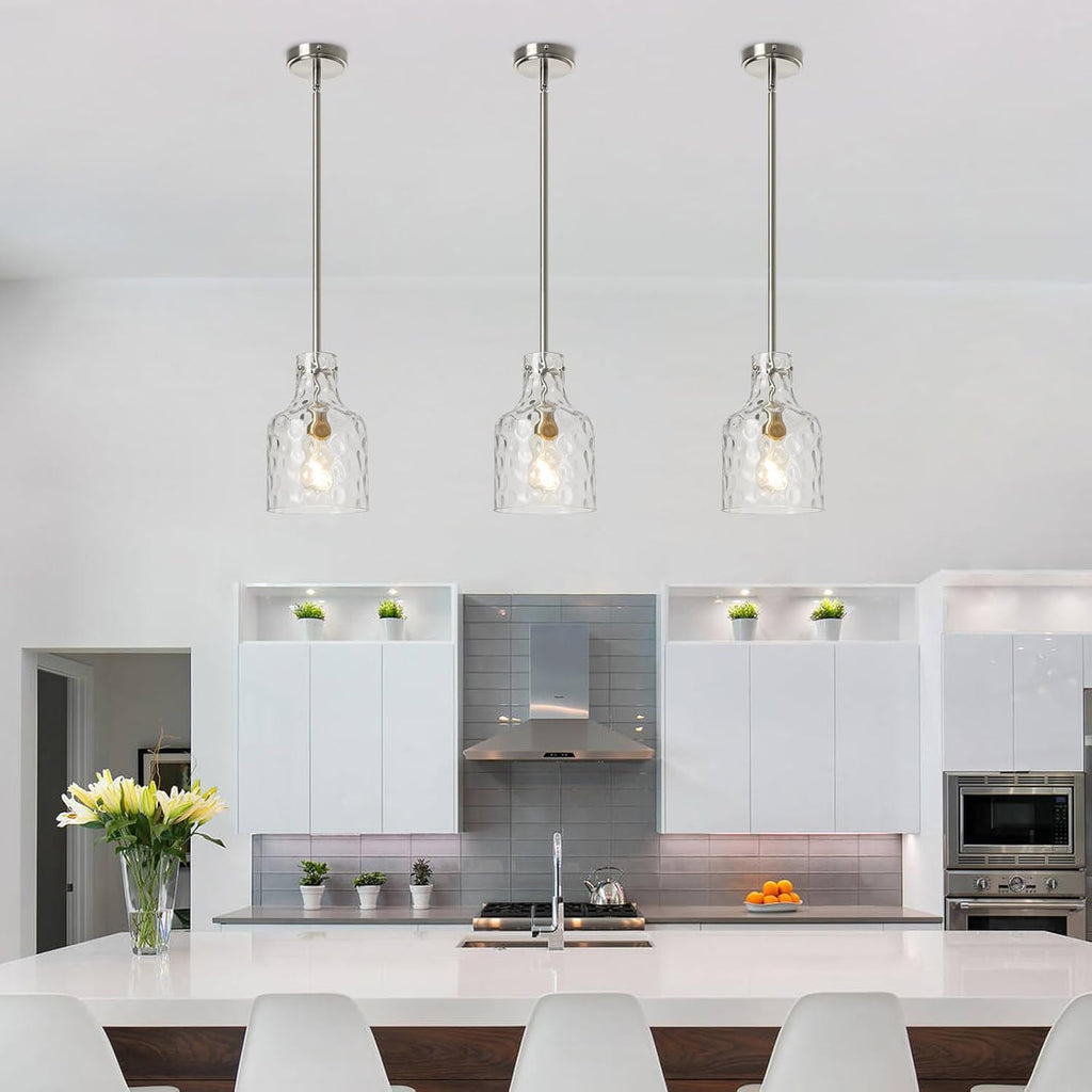 Modern Glass Pendant Lighting for Kitchen Island, Farmhouse Pendant Lights for Dining Room Kitchen Sink, Adjustable
