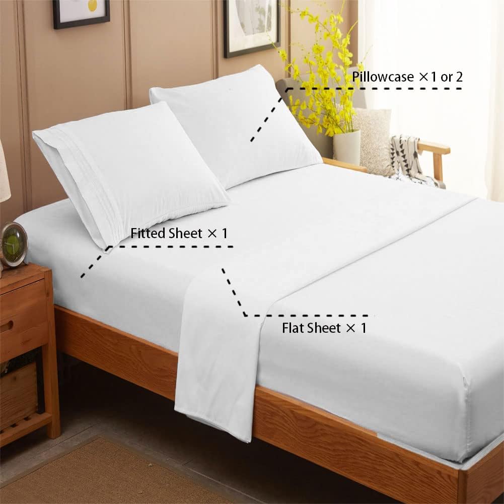 Bed Sheet Set Super Soft Microfiber 1800 Series Luxury Egyptian Sheets 16-Inch Deep Pocket Wrinkle and Hypoallergenic-4 Piece
