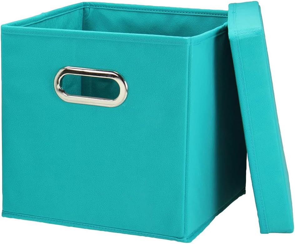 36-1 Decorative Storage Cube Set with Removable Lids | Aqua | 2-Pack