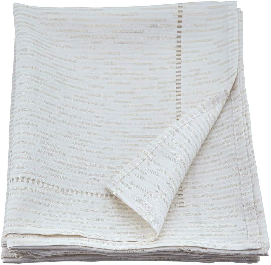 Linette Shimmering Hemstitched Tablecloth 65" W x 160" L - Ivory Rectangle Table Cover, Baquets, Wed