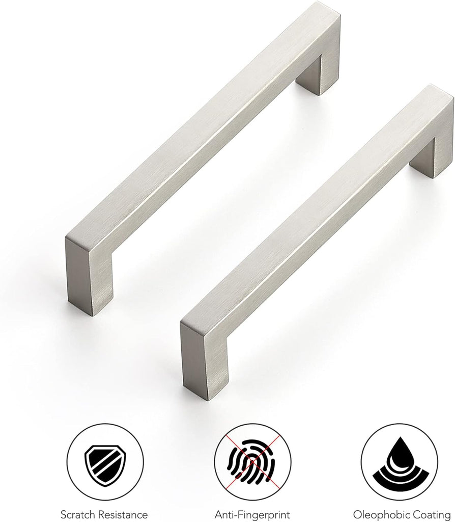 30 Pack 5 Inch Kitchen Square Cabinet Handles Brushed Nickel Drawer Pulls Hardware