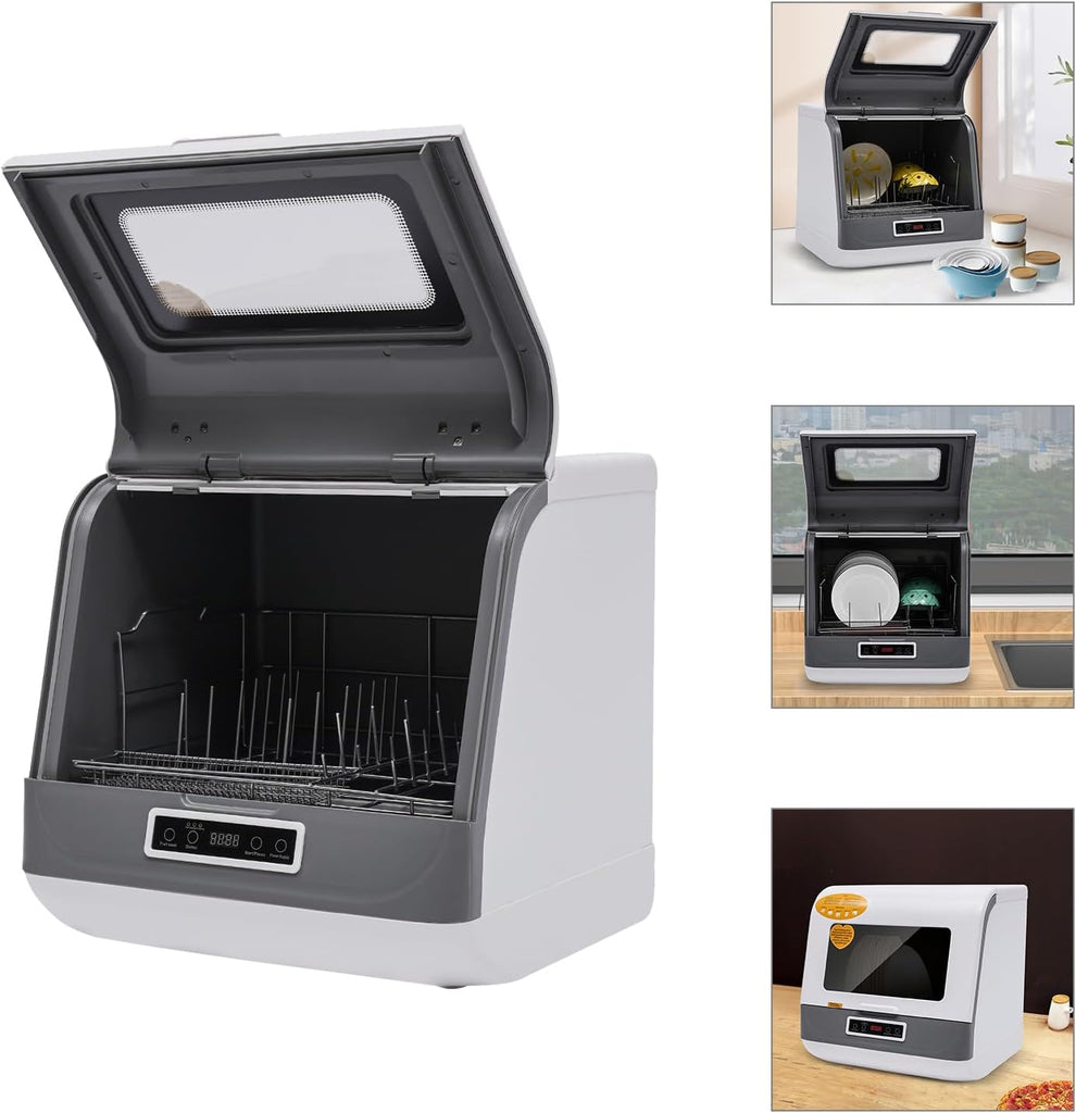 Portable Countertop Dishwasher Compact Dishwasher,3 Washing Programs,75°C Hot Air Drying,360° Rotating Spray