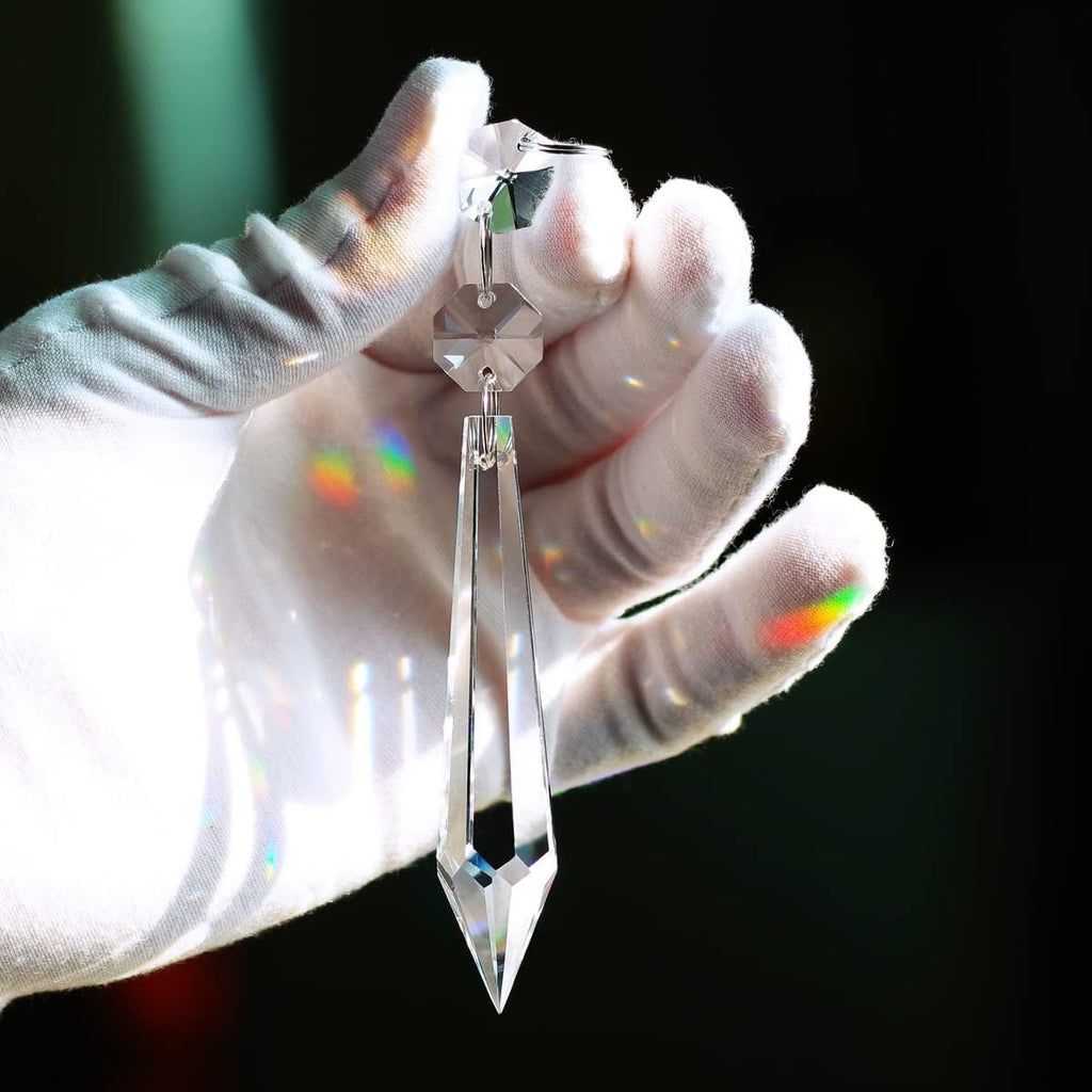 20pcs 76mm Chandelier Crystals Icicle Prisms Replacement Parts - Hanging Crystals Drop Glass Beads for Chandeliers