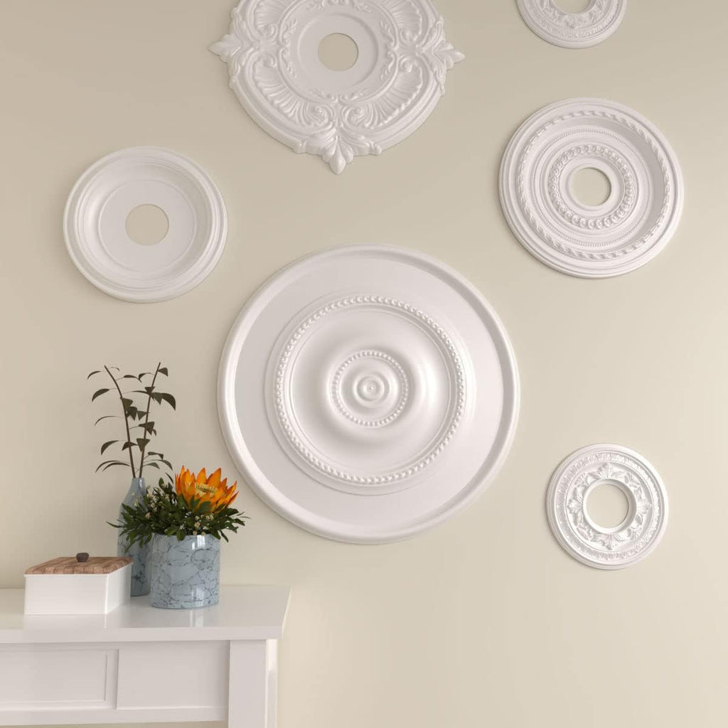 Traditional Reece Ceiling Medallion, 24 3/8"OD x 1 1/8"P (Fits Canopies up to 5 7/8"), Factory Primed