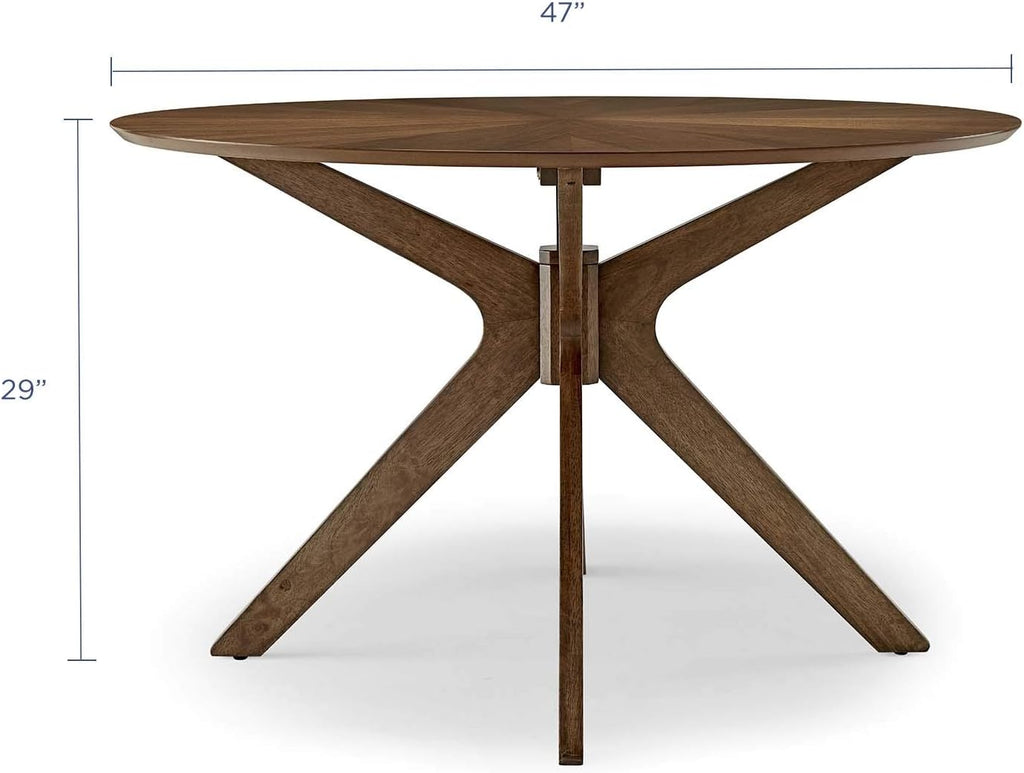 Crossroads 47" Round Wood Dining Table, Walnut