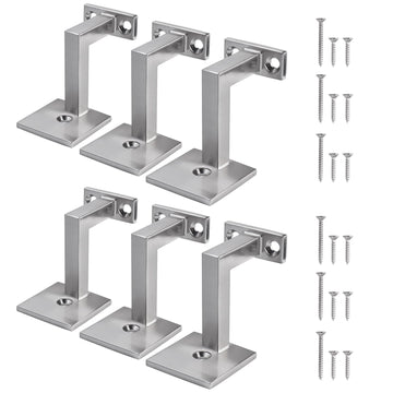 Handrail Bracket 6 Pack, Heavy Duty Staircase Hand Rail Support, Zinc Alloy Satin Nickel Stair Railing Bracket for
