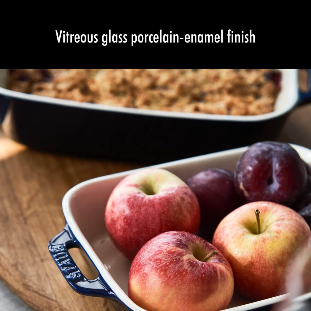 Ceramic 2-pc Rectangular Dish Set - Dark Blue | Oven-to-Table for Casseroles, Lasagnas, & Roasting. Dishwasher Safe.