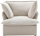 Comfy Couch Chair with Thick Cushion, Single Accent Chair Deep Seat Sofas Couches, Hemp Velvet Sofa Furniture for Small Spaces, Living Room, Bedroom, Office, Apartment, Beige A124-B0CZ8QLKN2