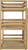Triple Twin Bunk Bed, Solid Rubberwood 3-Tier Bed with 2 Ladders & Guardrails
