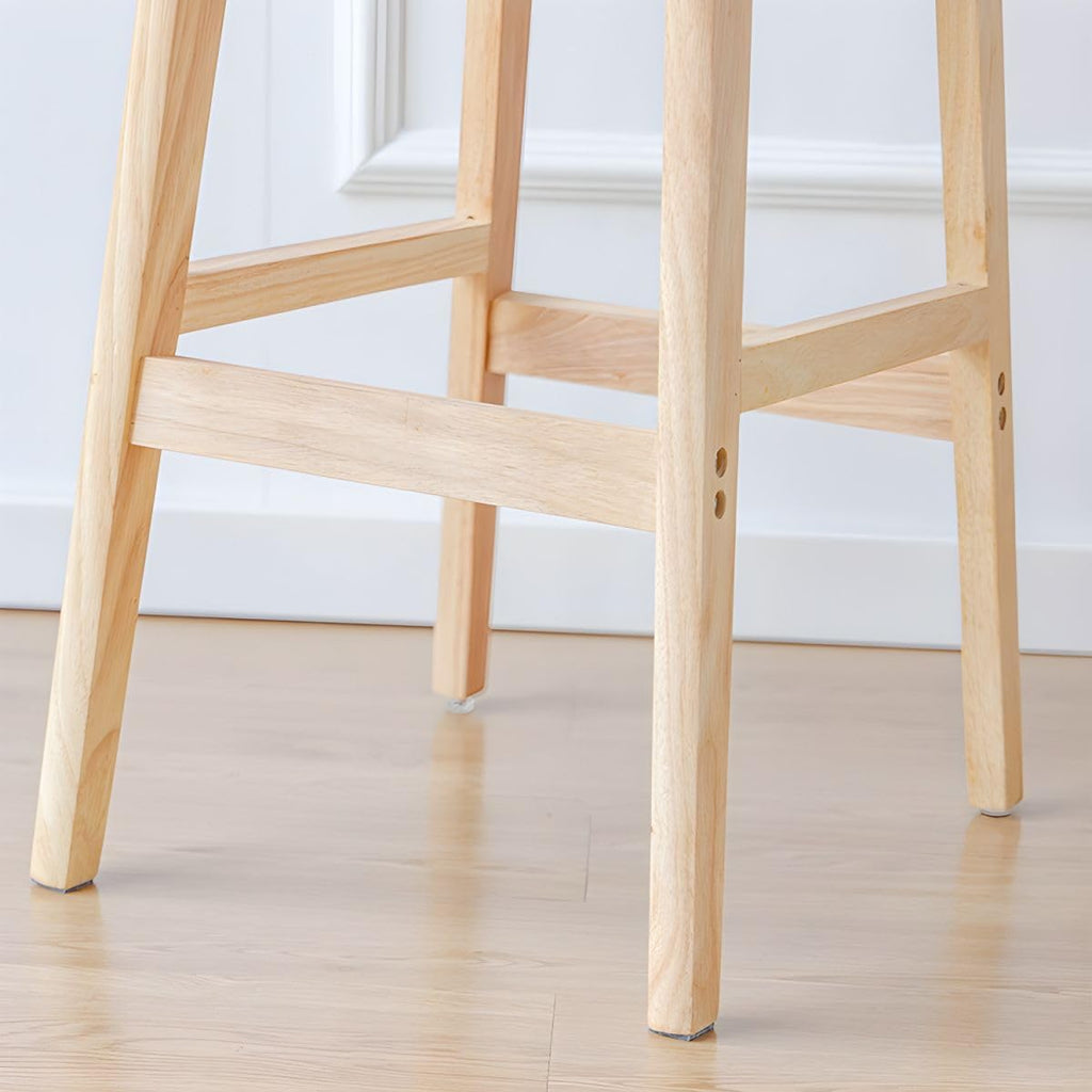 Modern Armless Backrest Counter Stool Soild Wood Bar Chair Counter Height with Pedal and PU Leather Dining Living