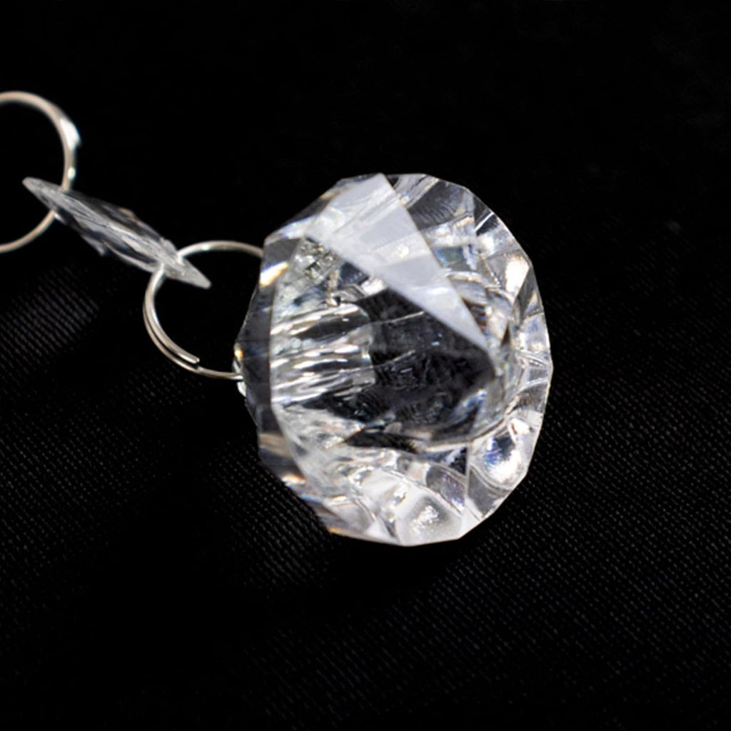 10 Pack 2ft Octagon Acrylic Crystal Beaded Garland Strands with Diamond Prism Pendant - 24" Hanging Chandelier Beads