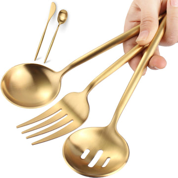 Gold Serving Utensils Set,5pc Stainless Steel Serving Spoons