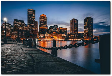 Boston Cityscape Canvas Wall Art Print Skyscrapers Harbor Skyline Painting Wall Decor Home Decoration Gallery Wrapped