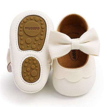 Baby Girls Mary Jane Flats with Bownot Non Slip Soft Sole PU Leather Newborn Infant Toddler First Walker Cirb Dress