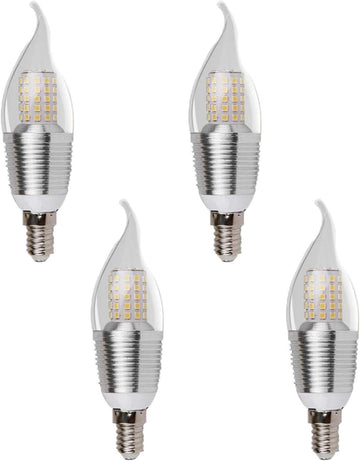 4 Pack E12 Base LED Candelabra Light Bulbs 12W Warm White 3000K LED Candle Bulbs 100W Incandescent Equivalent