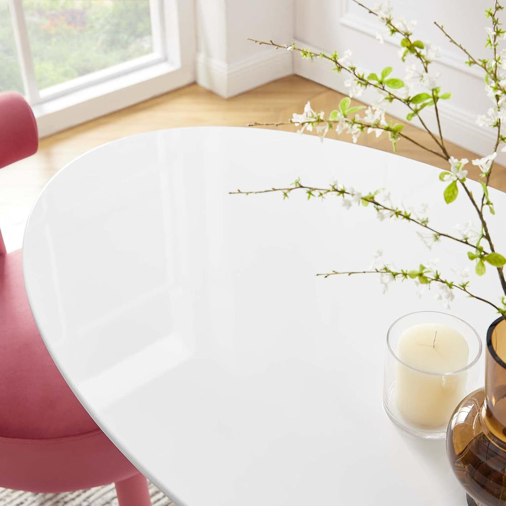 Inspired Saarinen Style Tulip Oval Pedestal Dining Table — White, 48″ Oval