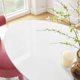 Lippa 48" Mid-Century Modern Dining Table with Oval Top and Pedestal Base in White
