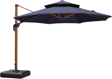 11ft Patio Umbrella Outdoor Round Umbrellas Large Cantilever Umbrella Windproof Offset Umbrellas Heavy Duty Sun