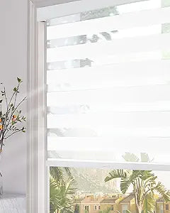 Blackout Zebra Blinds for Windows (19" W x 72" H, White) Cordless Zebra Shades Windows, Sheer Shades Thermal