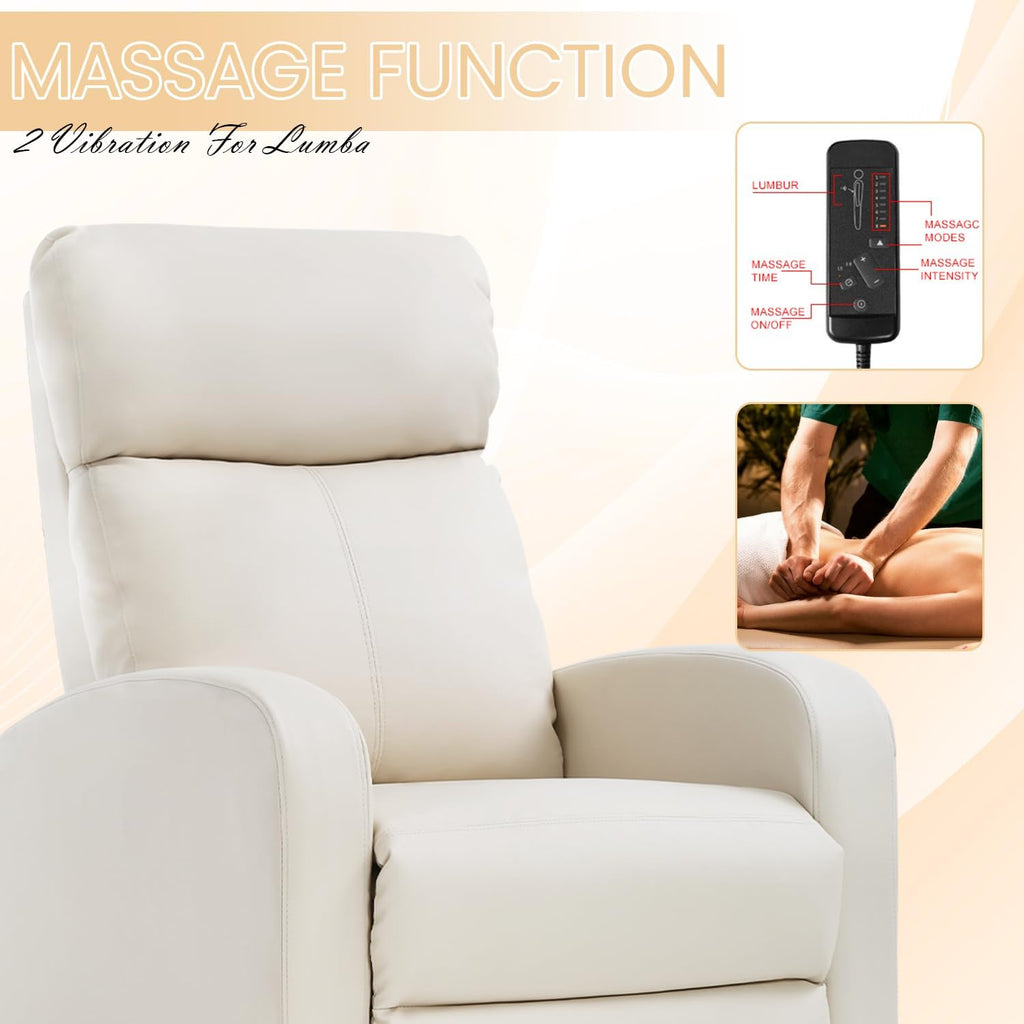 Recliner Chair Breathable Padded PU Leather Massage Single Sofa Recliners for Small Recliner Chair with Footrest Home