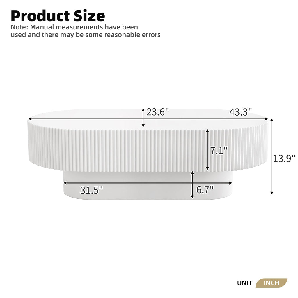 Modern Fluted 43.3" W Oval, White