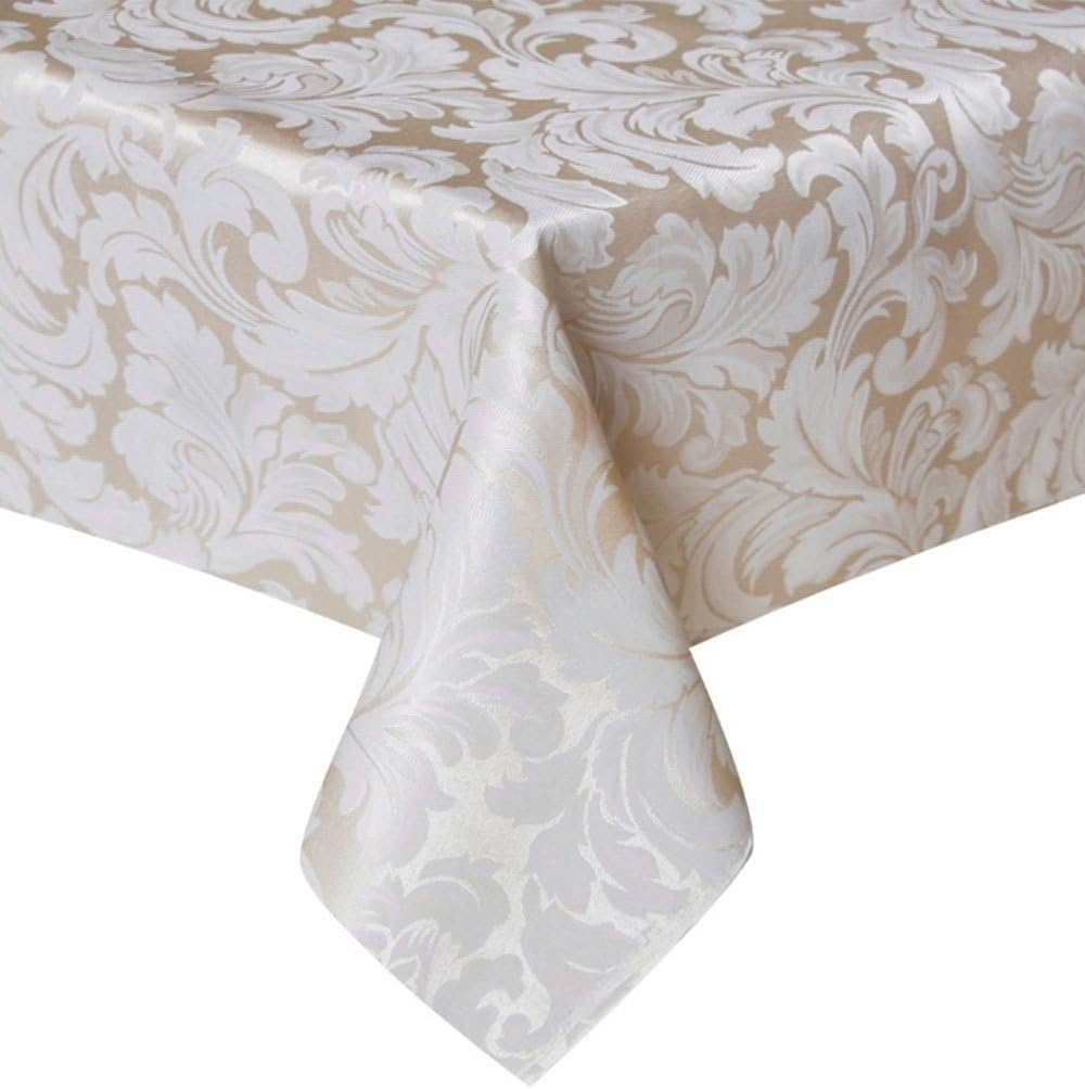 Heavy Duty 60 X 120 inch Rectangular Damask Jacquard Tablecloth Table Cover - Waterproof/Spill Proof