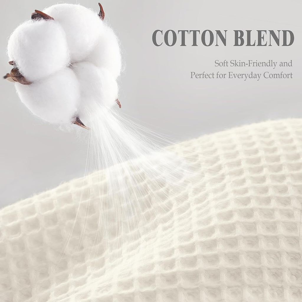 Waffle Weave Shower Curtain - Ivory Cotton Fabric Texture Heavyweight Shower Curtain ,Washable,72Wx72L