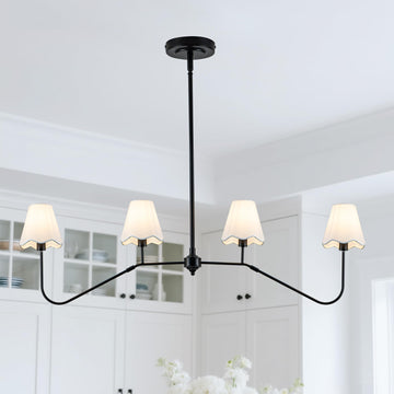 47" Modern Linear Dining Room Light Fixture,4-Light Black Chandelier