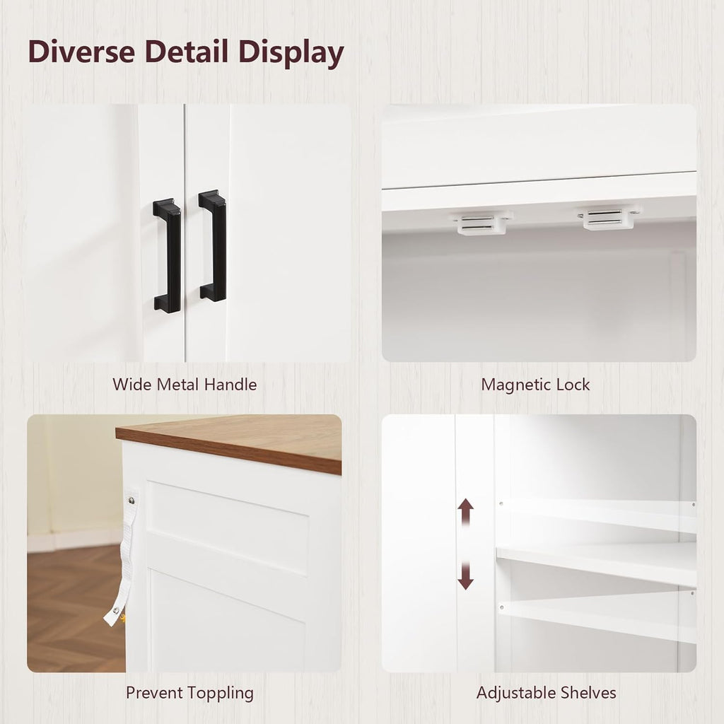 Buffet Cabinet with Storage and Drawers, 55" Large Sideboard Buffet Cabinet with Adjustable Shelves and Doors