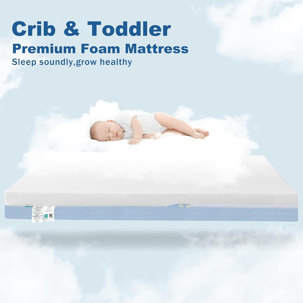 Dual Sided Baby Breathable Crib Mattress, Infant & Toddler Bed Mattress with Premium Foam, Machine Washable Oeko-TEX