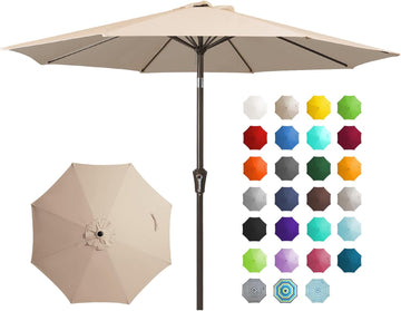 9FT Outdoor Patio Umbrella Outdoor Table Umbrella with Push Button Tilt and Crank - Beige