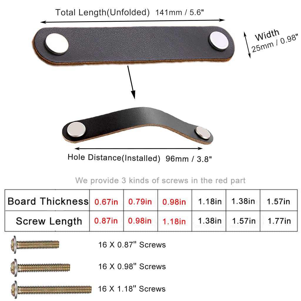 8 Pack Soft Genuine Leather Drawer Pulls Handle,Wardrobe Cabinets Kitchen Closet Knobs Door Pulls Handles knobs