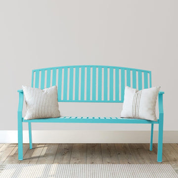 52" Outdoor Aluminum Garden Bench for 2, Weatherproof, Blue | waterproof rust-resistant metal bench supports up to