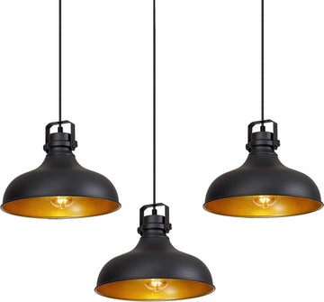 Black Farmhouse Pendant Lights Matte Pendant Lighting for Kitchen Island Industrial Adjustable Height Vintage Dome